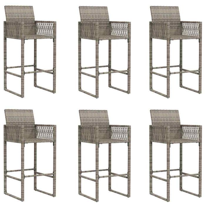 Ensemble de bar de jardin 7 pcs sans coussins gris poly rotin - Photo n°4