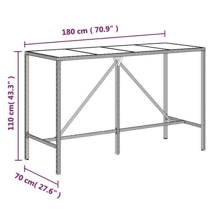 Ensemble de bar de jardin 9 pcs avec coussins noir poly rotin - Photo n°8