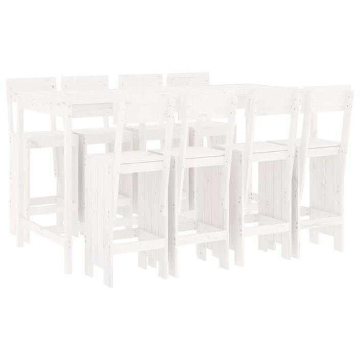 Ensemble de bar de jardin 9 pcs blanc bois de pin massif - Photo n°1