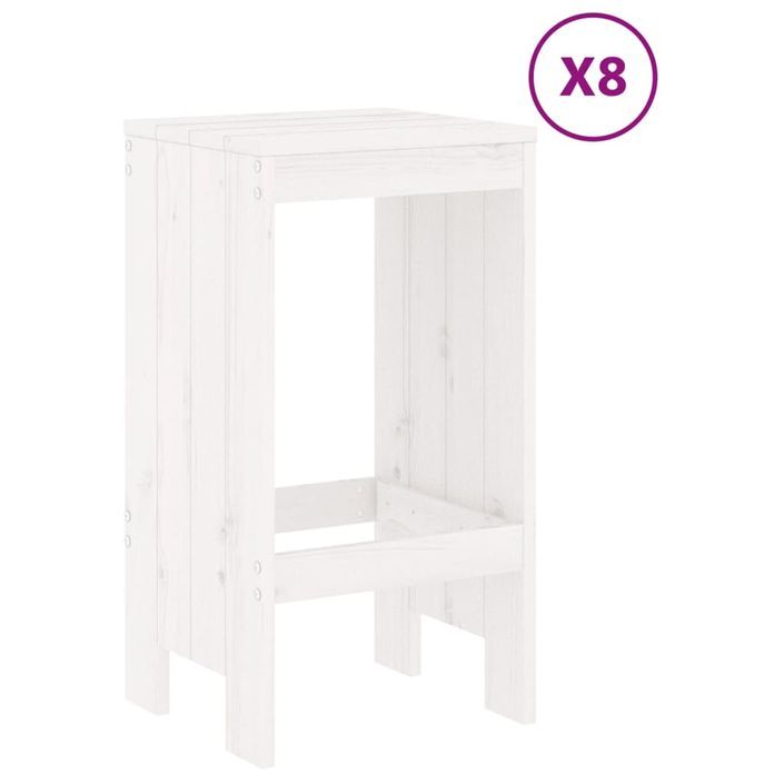 Ensemble de bar de jardin 9 pcs blanc bois de pin massif - Photo n°3