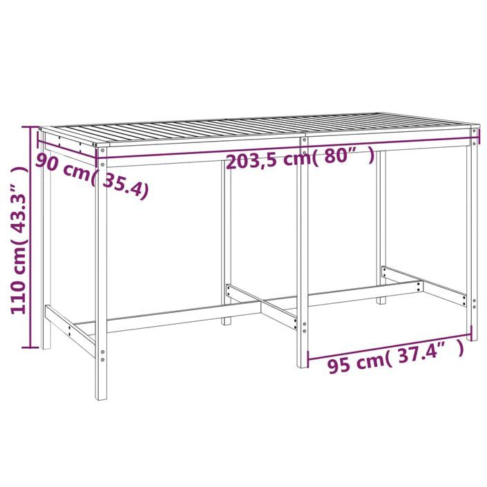 Ensemble de bar de jardin 9 pcs blanc bois de pin massif - Photo n°9