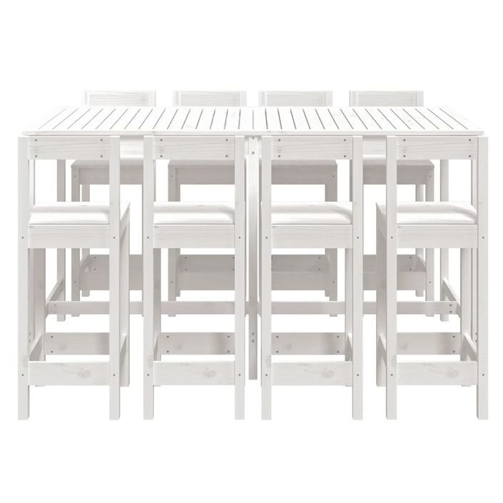 Ensemble de bar de jardin 9 pcs blanc bois de pin massif - Photo n°4