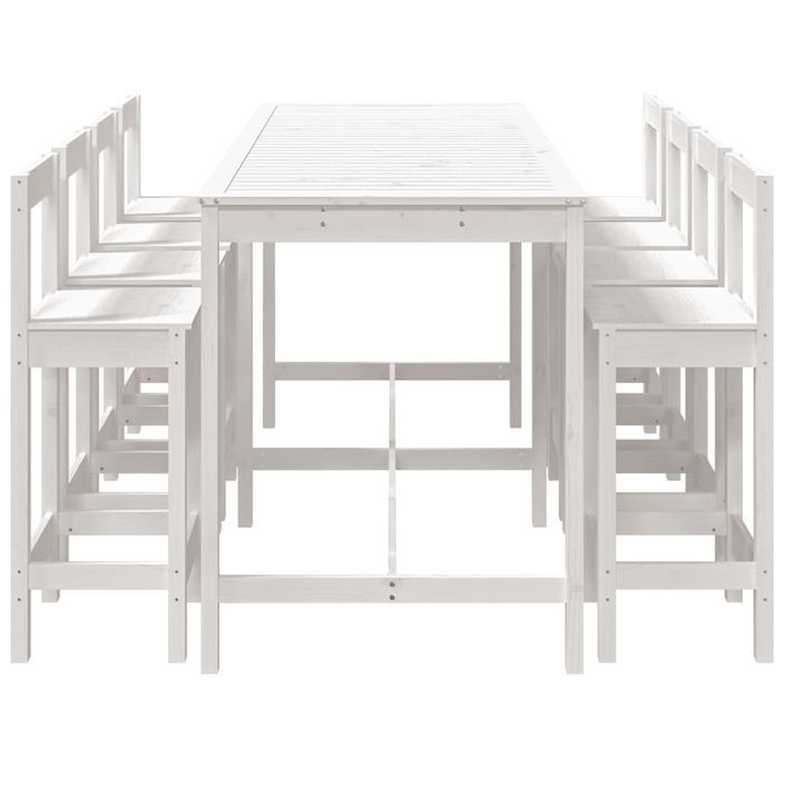 Ensemble de bar de jardin 9 pcs blanc bois de pin massif - Photo n°5