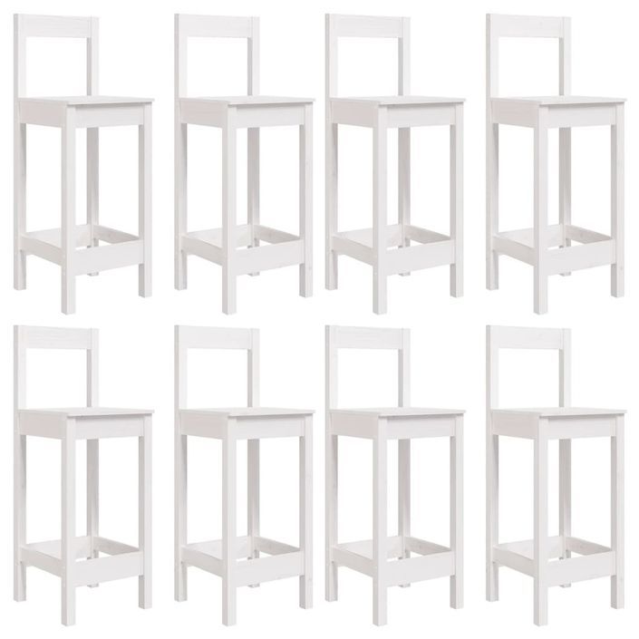 Ensemble de bar de jardin 9 pcs blanc bois de pin massif - Photo n°6