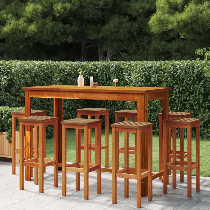 Ensemble de bar de jardin 9 pcs Bois d'acacia solide - Photo n°1