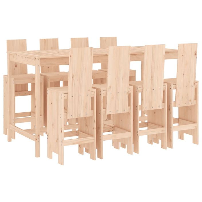 Ensemble de bar de jardin 9 pcs Bois de pin massif - Photo n°1