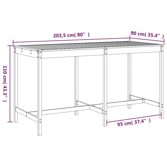 Ensemble de bar de jardin 9 pcs Bois de pin massif - Photo n°9