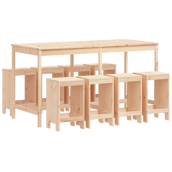 Ensemble de bar de jardin 9 pcs Bois de pin massif - Photo n°1