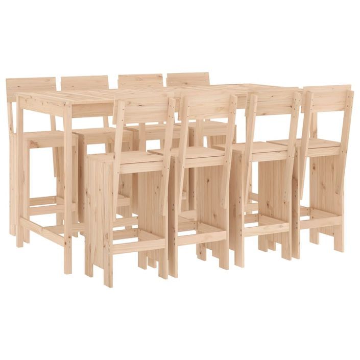 Ensemble de bar de jardin 9 pcs Bois de pin massif - Photo n°1