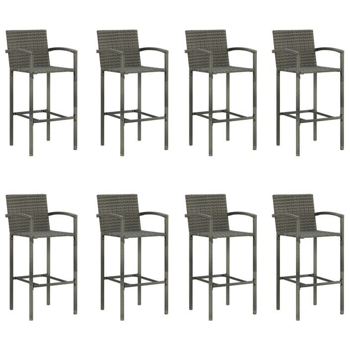 Ensemble de bar de jardin 9 pcs Gris - Photo n°6