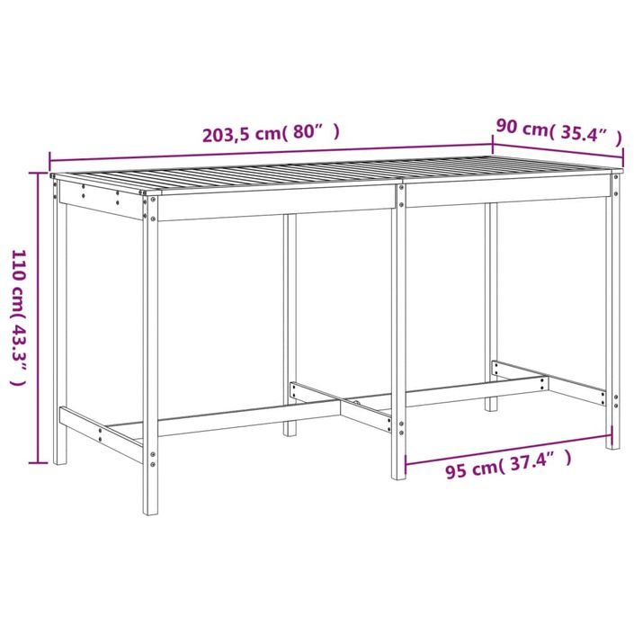 Ensemble de bar de jardin 9 pcs gris bois de pin massif - Photo n°9