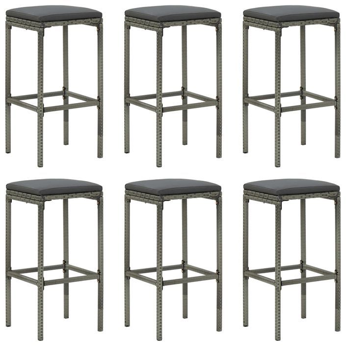 Ensemble de bar de jardin avec coussins 7 pcs Gris - Photo n°6