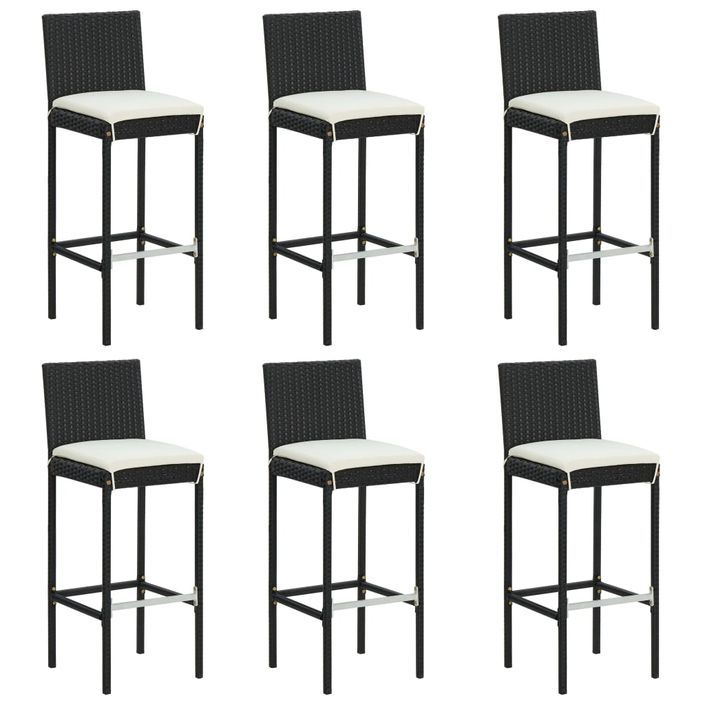 Ensemble de bar de jardin avec coussins 7 pcs Noir 6 - Photo n°6