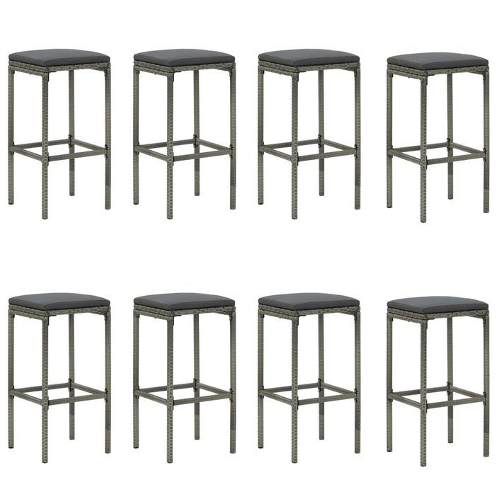 Ensemble de bar de jardin avec coussins 9 pcs Gris - Photo n°6