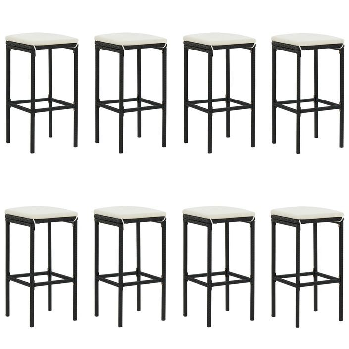 Ensemble de bar de jardin avec coussins 9 pcs Noir 2 - Photo n°6