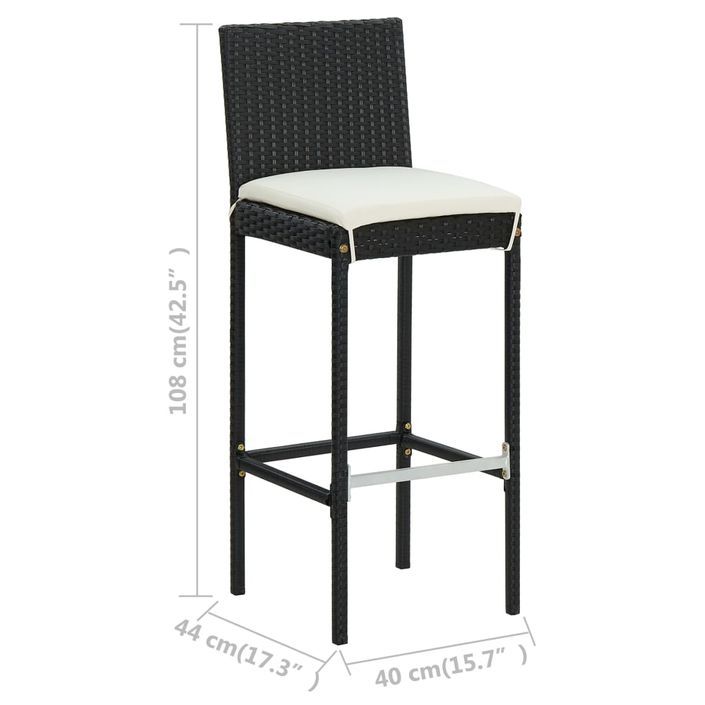 Ensemble de bar de jardin avec coussins 9 pcs Noir - Photo n°12