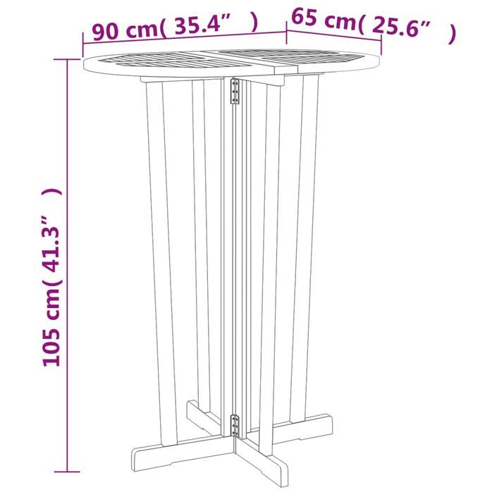 Ensemble de bar pliable 5 pcs Bois de teck massif - Photo n°9