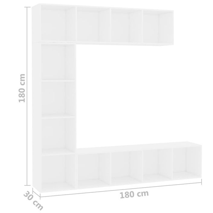 Ensemble de bibliothèque/meuble TV 3 pcs Blanc 180x30x180 cm - Photo n°6