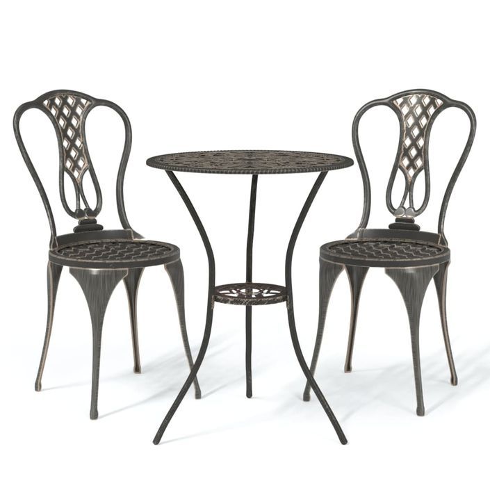 Ensemble de bistro 3 pcs Aluminium coulé Bronze 3 - Photo n°1