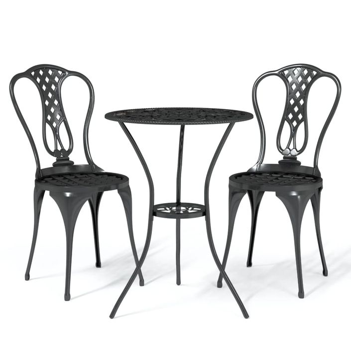 Ensemble de bistro 3 pcs Aluminium coulé Noir 2 - Photo n°1