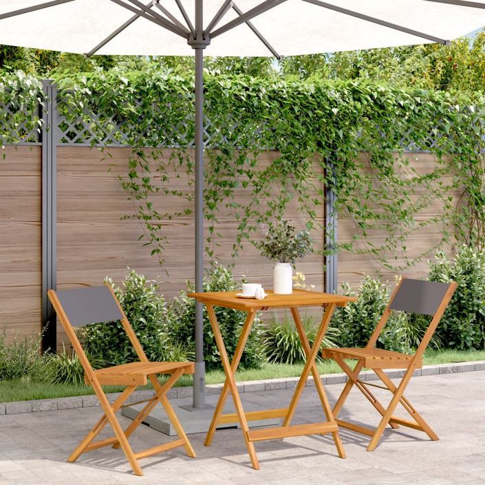 Ensemble de bistro 3 pcs anthracite tissu et bois massif - Photo n°1