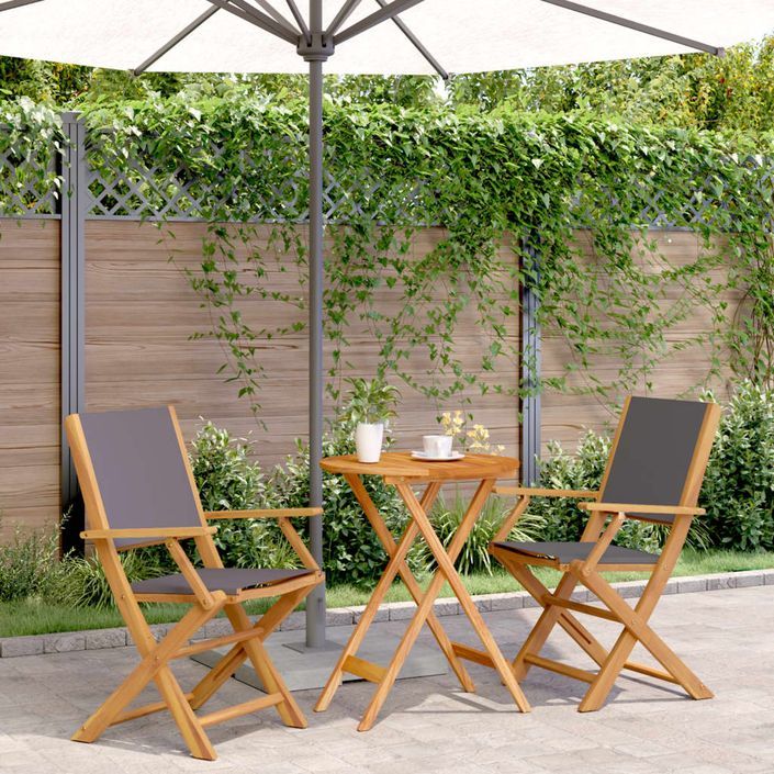 Ensemble de bistro 3 pcs anthracite tissu et bois massif - Photo n°1