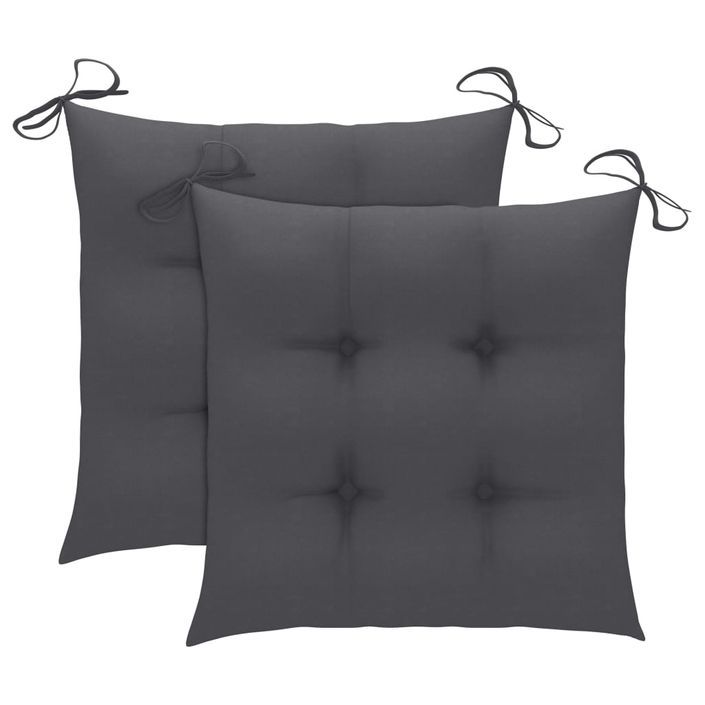 Ensemble de bistro 3 pcs avec coussins anthracite Bois de teck 2 - Photo n°12