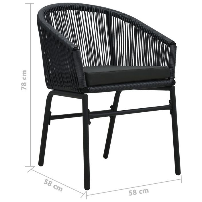 Ensemble de bistro 3 pcs avec coussins Rotin PVC Noir - Photo n°12