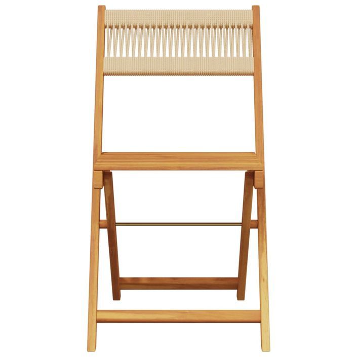 Ensemble de bistro 3 pcs beige polypropylène et bois massif - Photo n°4