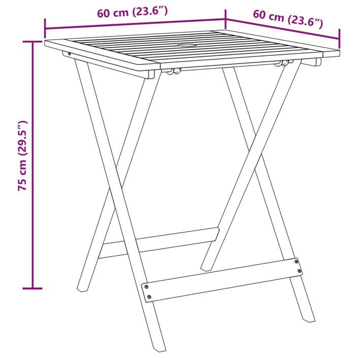 Ensemble de bistro 3 pcs beige polypropylène et bois massif - Photo n°12