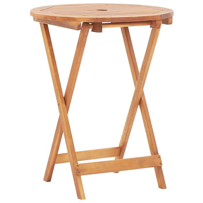 Ensemble de bistro 3 pcs beige résine tressée et bois massif - Photo n°5