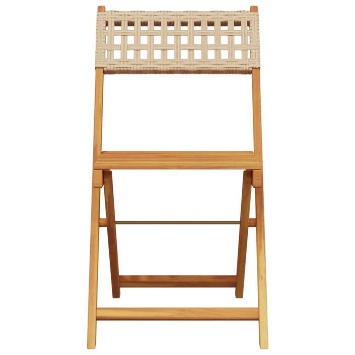 Ensemble de bistro 3 pcs beige résine tressée et bois massif - Photo n°4