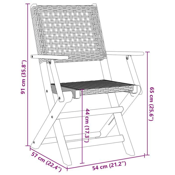 Ensemble de bistro 3 pcs beige résine tressée et bois massif - Photo n°12