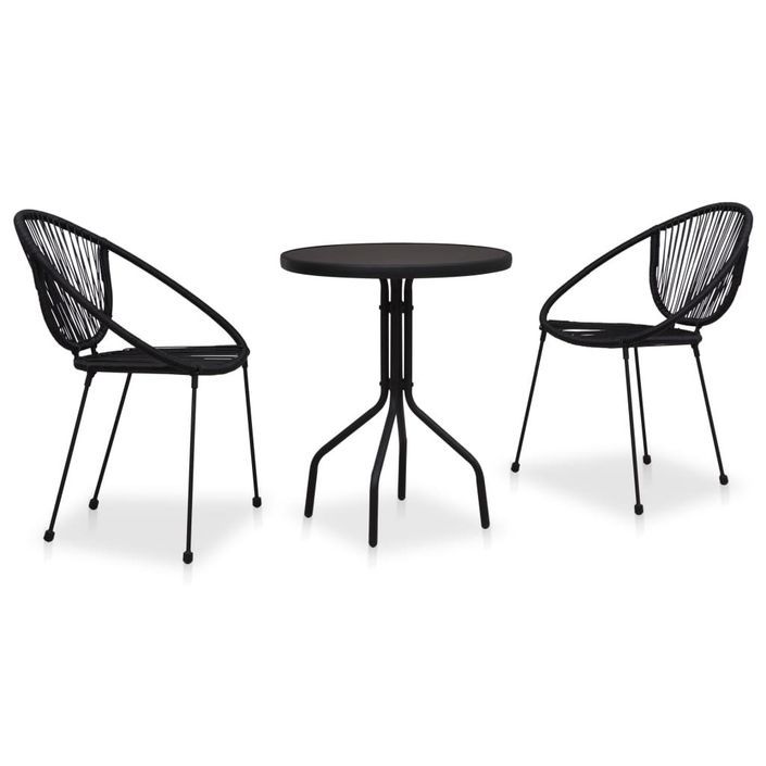 Ensemble de bistro 3 pcs Rotin PVC Noir - Photo n°1