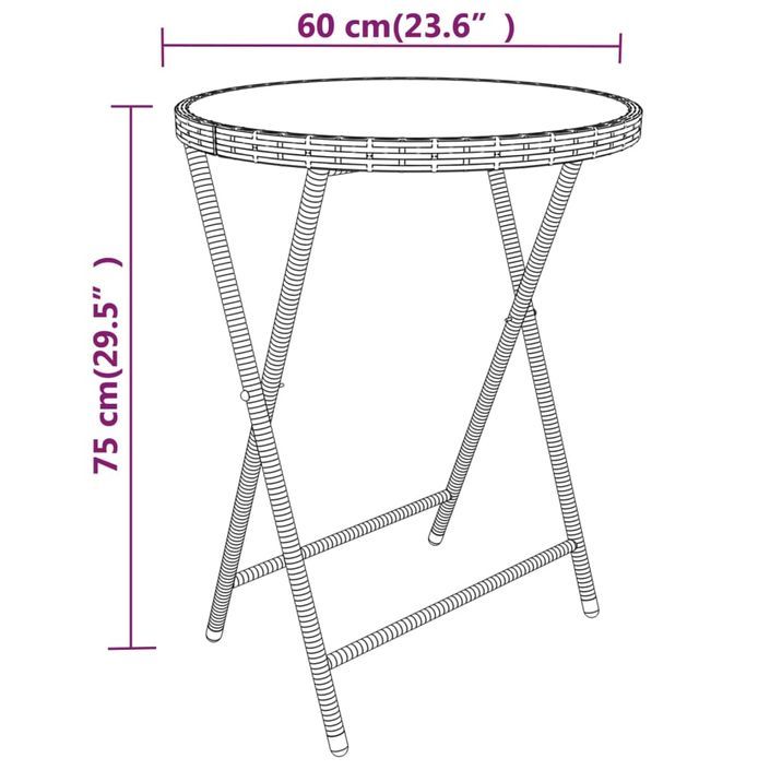 Ensemble de bistro 5 pcs Résine tressée et verre trempé Gris 2 - Photo n°11