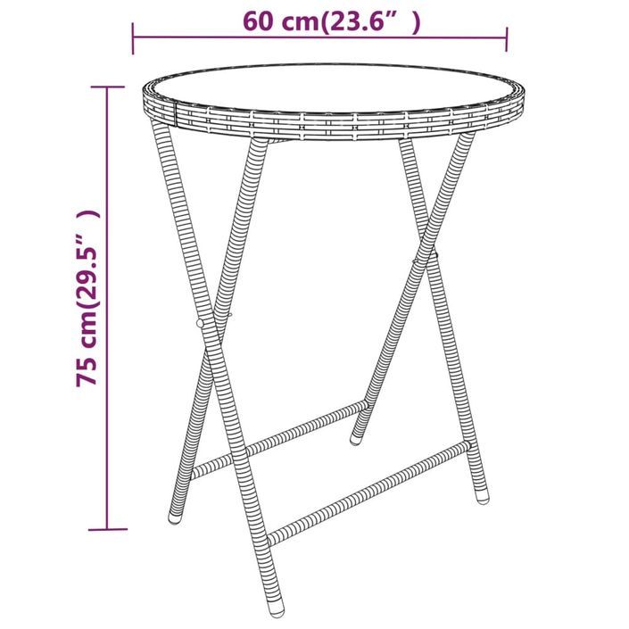 Ensemble de bistro 5 pcs Résine tressée et verre trempé Gris - Photo n°11