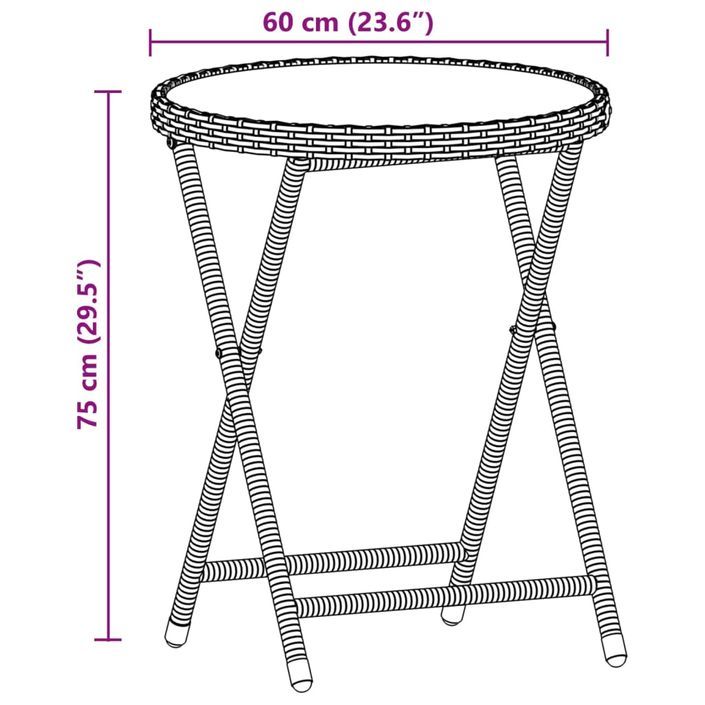 Ensemble de bistro avec coussins 3 pcs gris rotin et acacia - Photo n°9