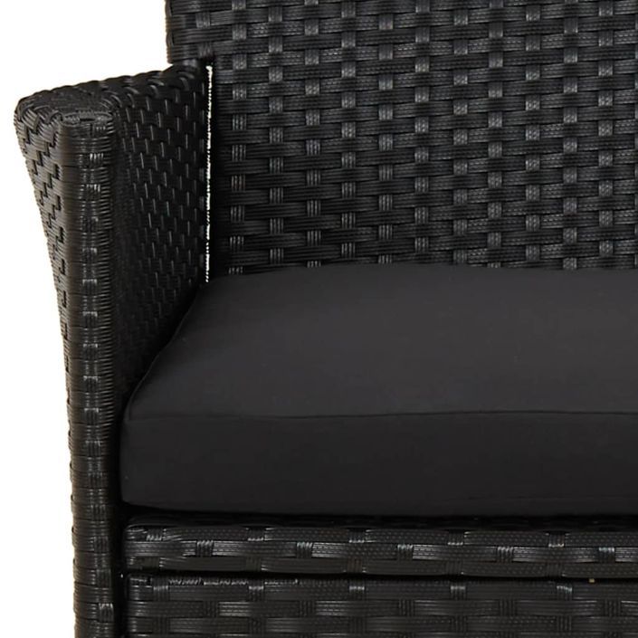 Ensemble de bistro de jardin 3 pcs coussins noir poly rotin - Photo n°6