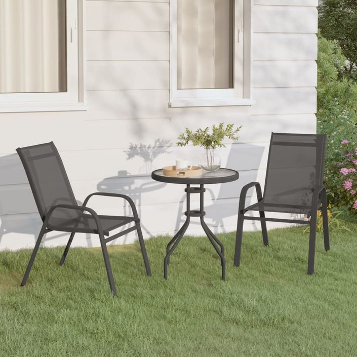 Ensemble de bistro de jardin 3 pcs Gris - Photo n°1