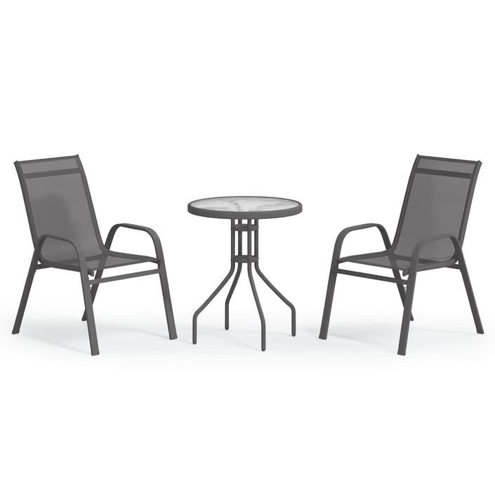 Ensemble de bistro de jardin 3 pcs Gris - Photo n°3