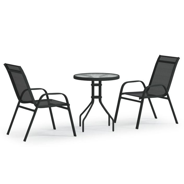 Ensemble de bistro de jardin 3 pcs Noir - Photo n°1