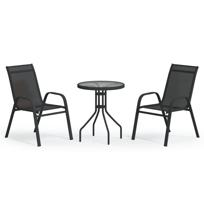 Ensemble de bistro de jardin 3 pcs Noir - Photo n°3