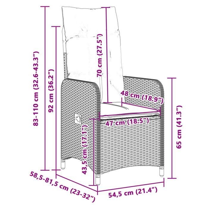 Ensemble de bistro de jardin 5 pcs coussins gris poly rotin - Photo n°11