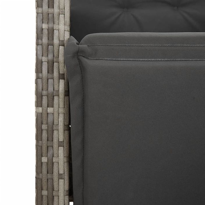 Ensemble de bistro de jardin 7 pcs coussins gris poly rotin - Photo n°5