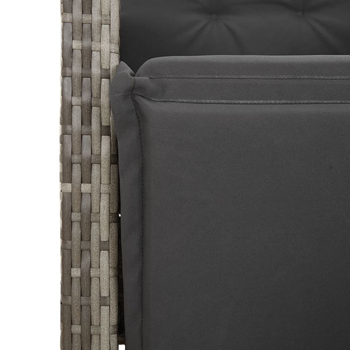 Ensemble de bistro de jardin 9 pcs coussins gris poly rotin - Photo n°5