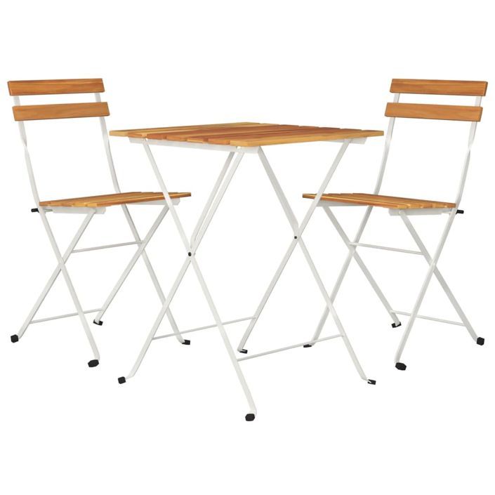 Ensemble de bistro pliable 3 pcs Bois d'acacia solide et acier - Photo n°3