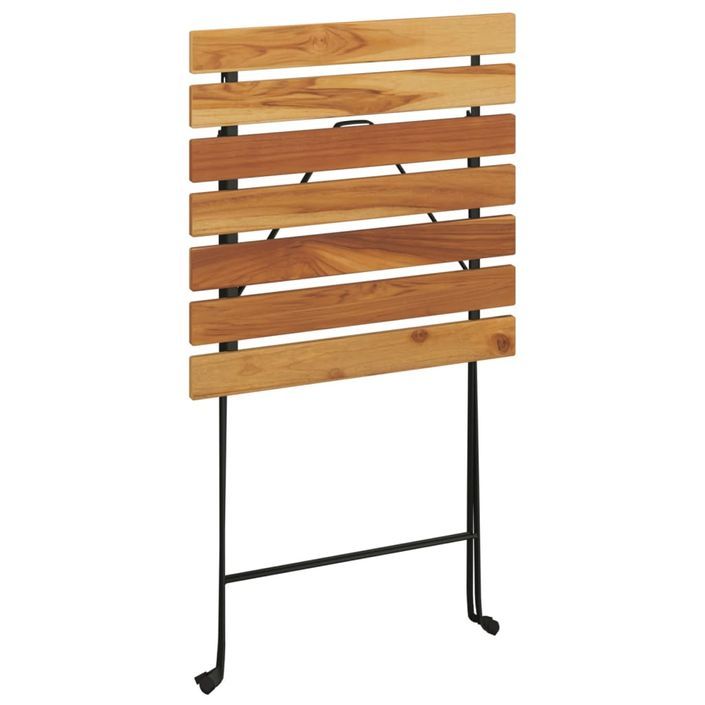 Ensemble de bistro pliable 3 pcs Bois de teck massif et acier - Photo n°7