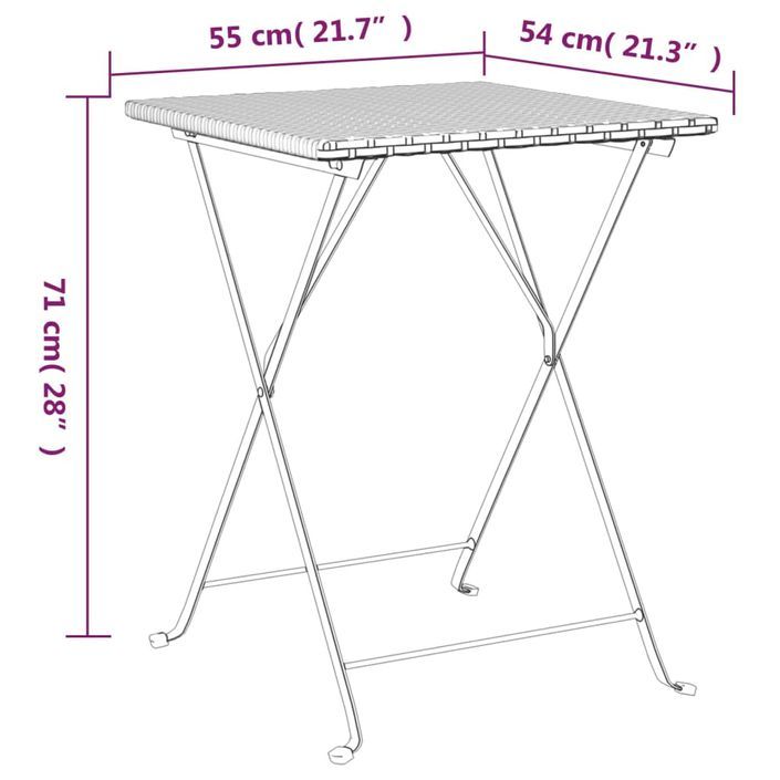 Ensemble de bistro pliable 3 pcs Gris Résine tressée - Photo n°11