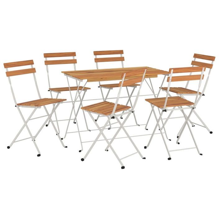 Ensemble de bistro pliable 7 pcs bois d'acacia solide et acier - Photo n°3