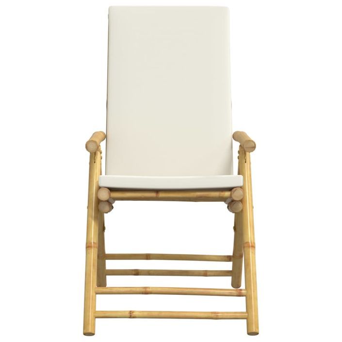 Ensemble de bistro pliante 3 pcs et coussins blanc crème bambou - Photo n°6